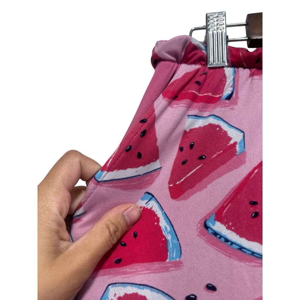 Munki Munki Watermelon Print Pajama Set Womens Large Pink Top & Wide Leg Capri - Picture 13 of 16